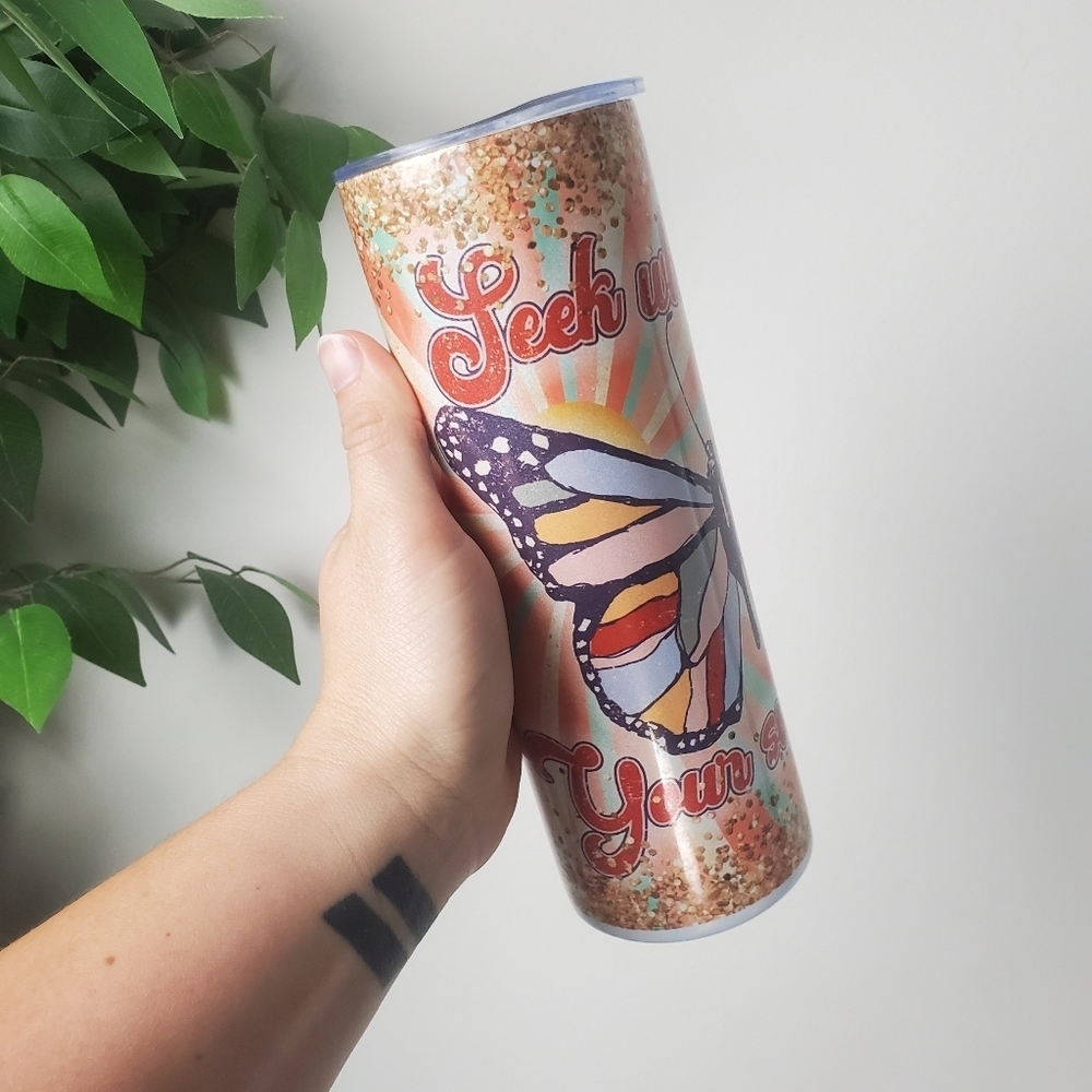 Stainless Steel Tumbler 20oz Butterfly Shimmer New
